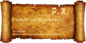Perhócs Miletta névjegykártya